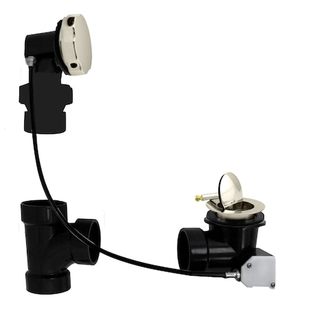 Westbrass Sch. 40 ABS 27" Cable Drive Bath Waste, Ball Joint Head in Polished Nickel D50A27BJ-05